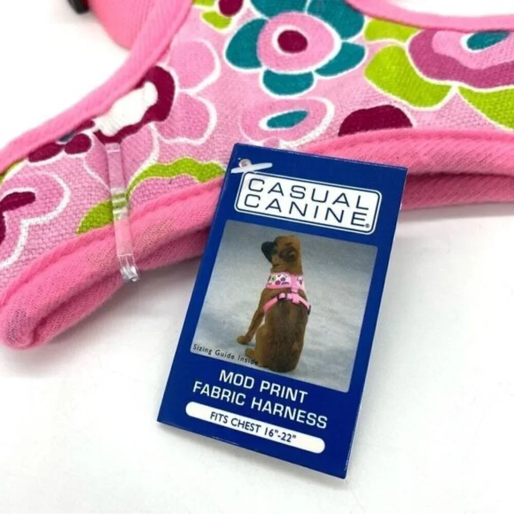 Dog Harness Casual Canine Pink Floral Mod Print Medium New
